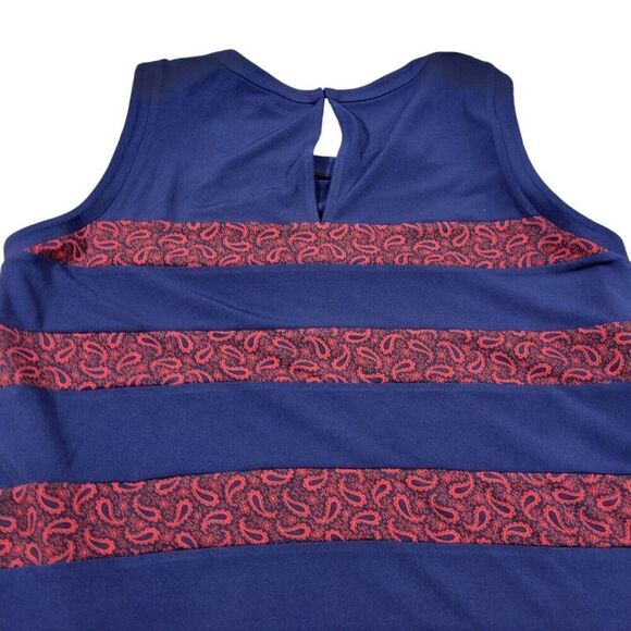 Michael Kors Dress Womens 0X Blue Red Paisley Paneled Shift Sleeveless Tags - Picture 6 of 8